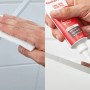 Anwendung von Fischer Dicht Kleber (80ml): Reinigen und Auftragen des Klebers auf Glasoberfläche.
