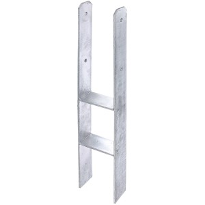 Feuerverzinkter Alberts H-Pfostenträger 141x400/800/80 mm zum Einbetonieren.
