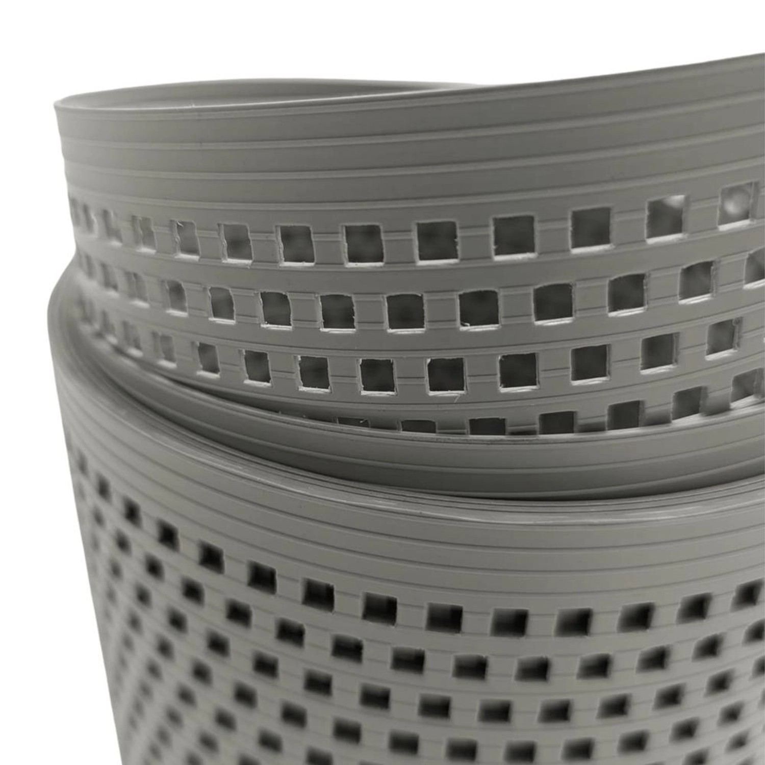 zaunzu Sichtschutz Rille gelocht, Steingrau, 26m Rolle für Doppelstabmattenzäune.