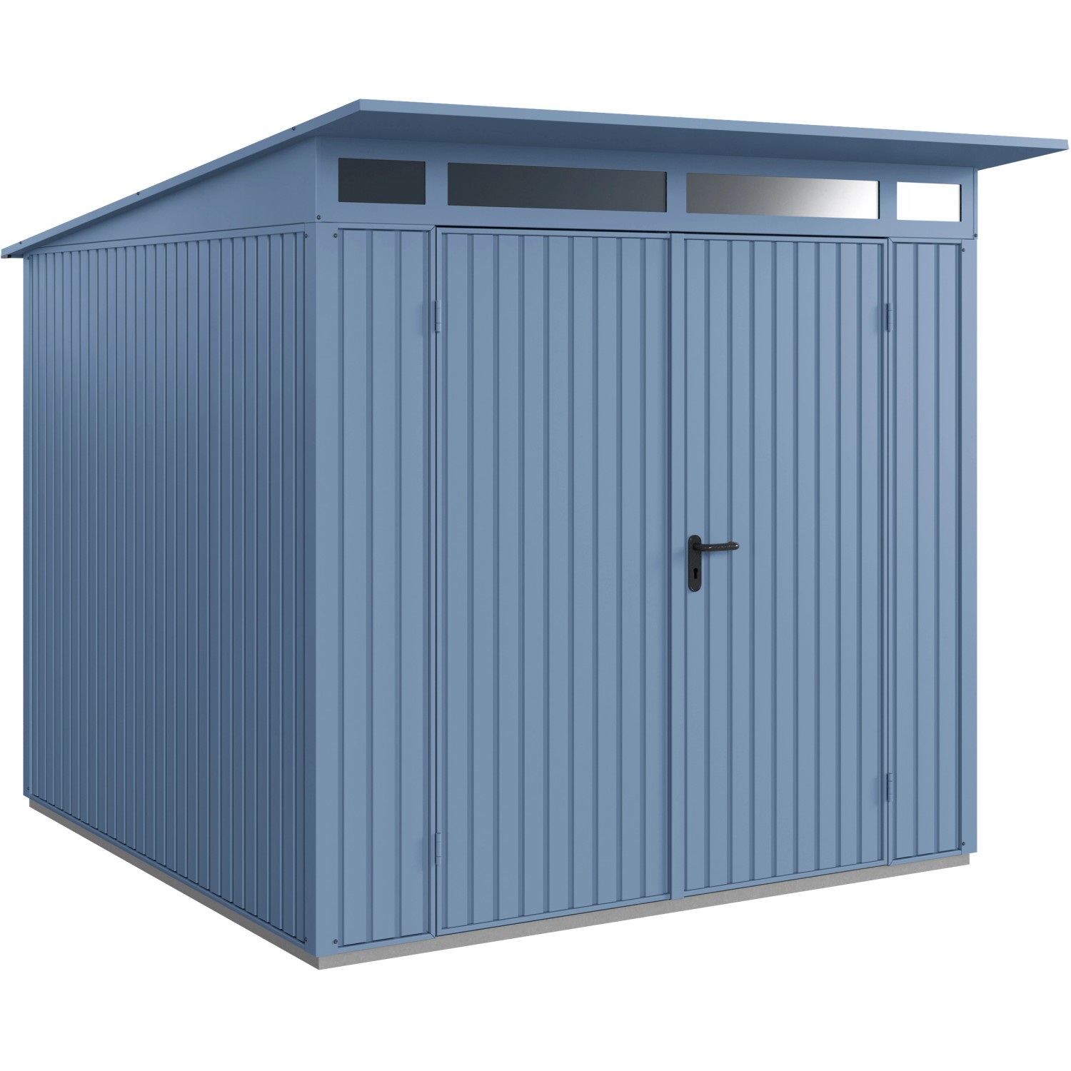 Ecostar Gerätehaus Trend mit Pultdach Typ 2 RAL5014 Taubenblau Doppeltür