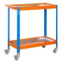 PROREGAL Montagewagen Muli Metal, blau-orange, mit 2 Metallböden, 103x90x40 cm.