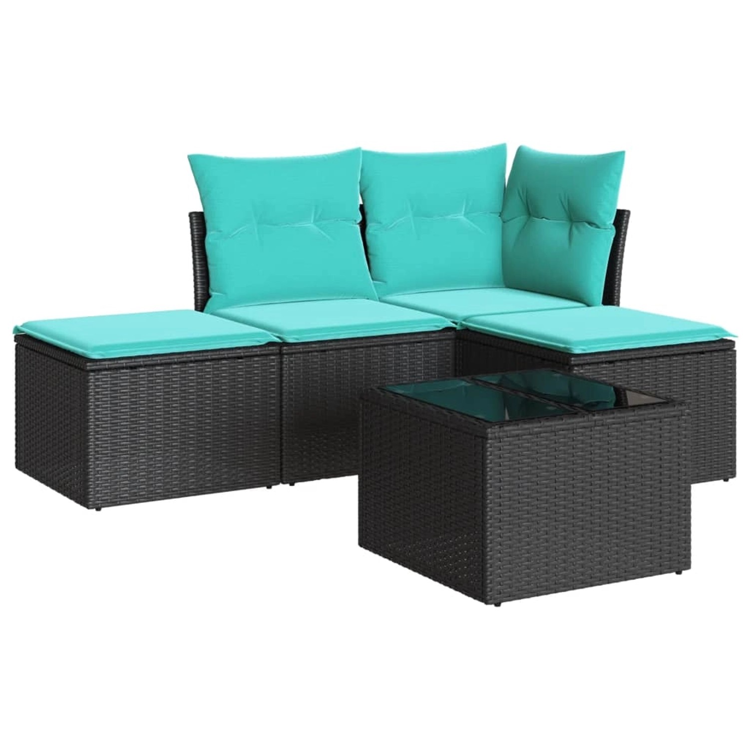 vidaXL 5-Tlg Garten-Sofagarnitur mit Kissen Schwarz Poly Rattan 3217487 günstig online kaufen
