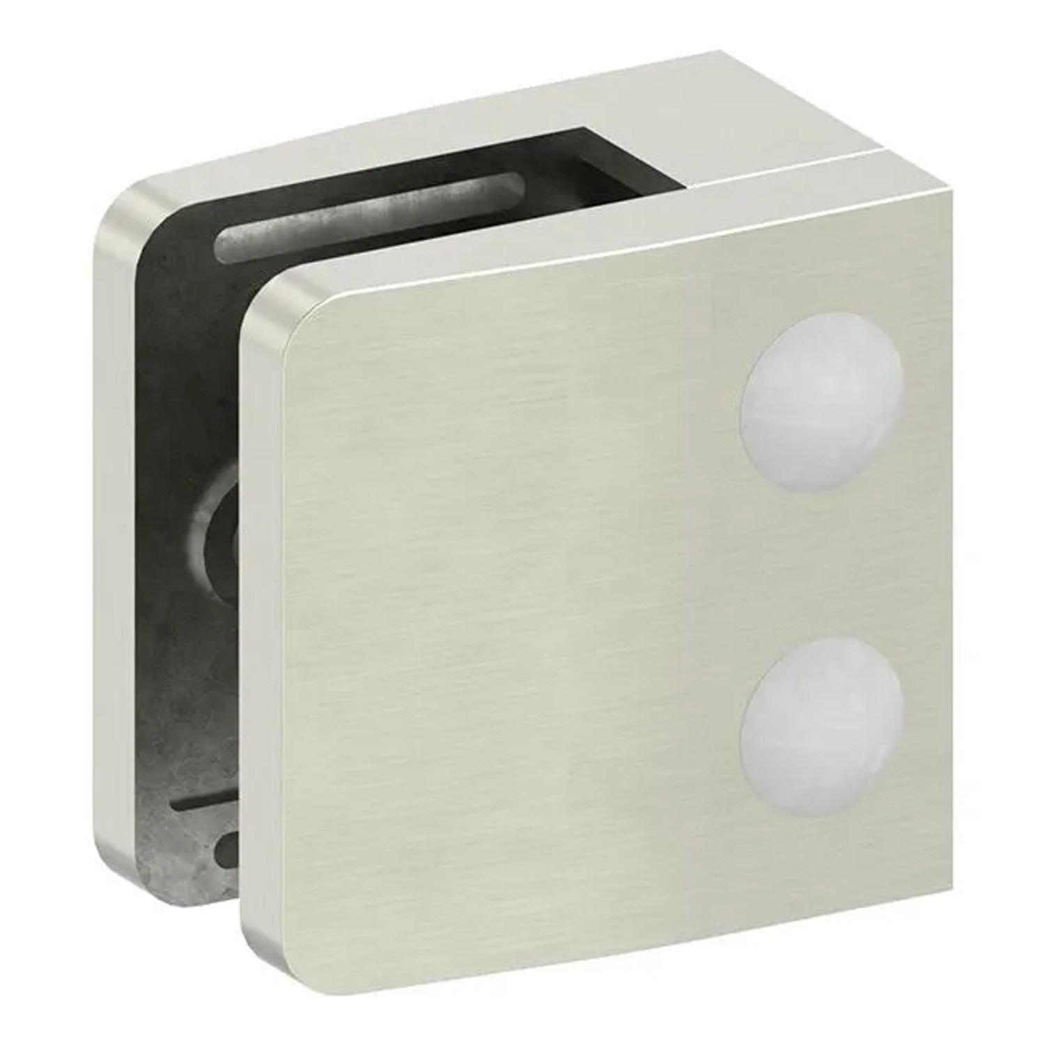 FeNau Glasklemme 52x52x32,5 mm AbZ Für Anschluss Flach Edelstahleffekt