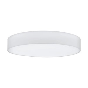 Weiße, runde EGLO Deckenleuchte PASTERI mit Textilschirm, 98 cm Durchmesser.