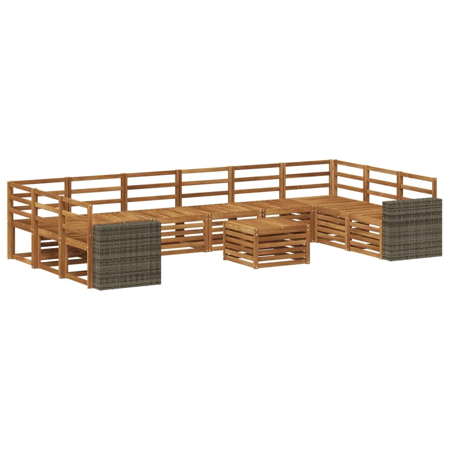 vidaXL Outdoor-Sofagarnitur 11 Stk Natur Massivholz Akazie 3384935