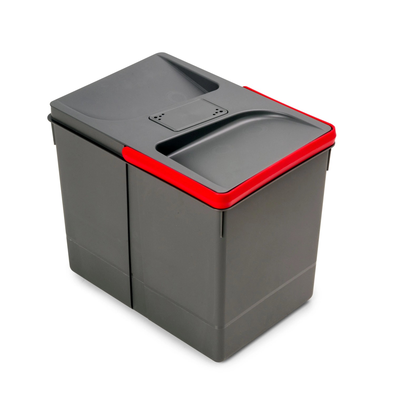 Emuca Recycle-Küchenschubladenbehälter mit Geruchsdichtem Deckel Höhe 216 mm 2 x 12 L 2 x 6 L Kunststoff Anthrazitgrau