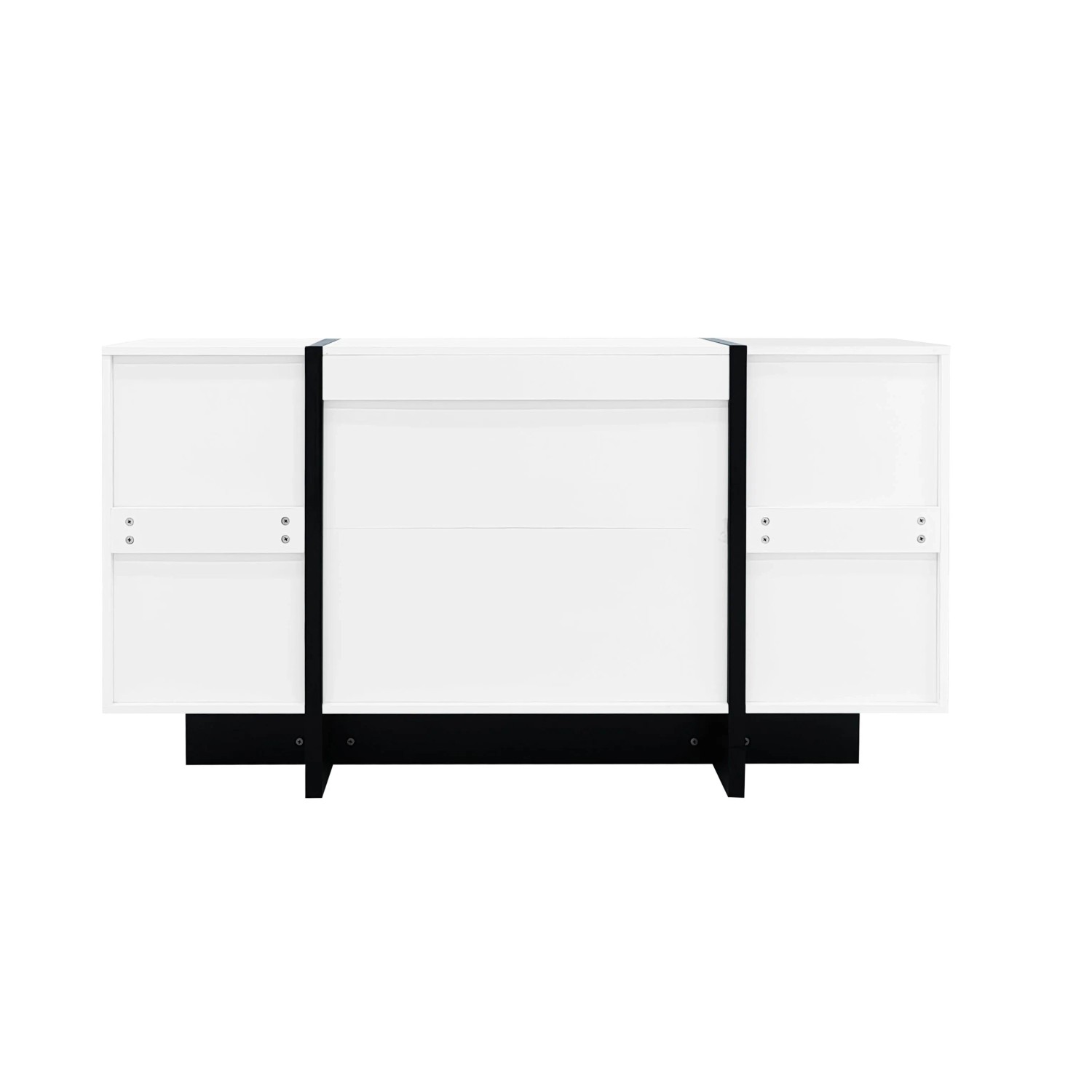okwish Sideboard mit 2 Türen 4 Schubladen Wohnzimmer Esszimmer 150x40x80cm Weiß