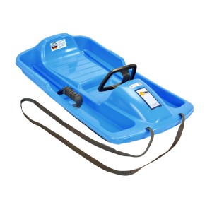KHW Lenkschlitten Snow Fox Iceblue aus Kunststoff mit Lenkrad und Zugband.