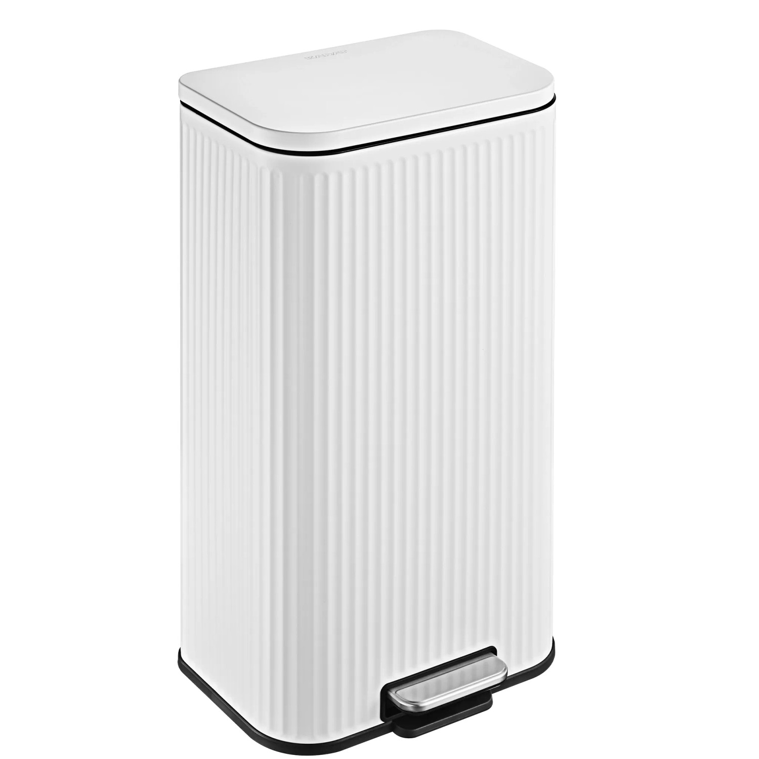 Floordirekt Mülleimer Miles Abfalleimer Treteimer Herausnehmbar Soft-Close Weiß 30 L