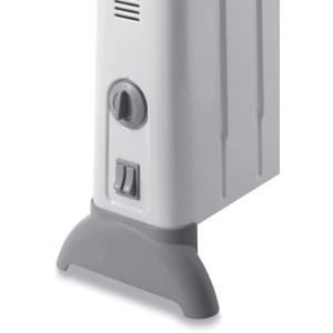 DeLonghi Konvektor HCM 2030 Detailansicht: Bedienelemente und Standfuß des elektrischen Heizgeräts.