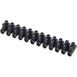 Schwarze 12-polige Lüsterklemmen für Kabel bis 4 mm², 10 Stück im Set.