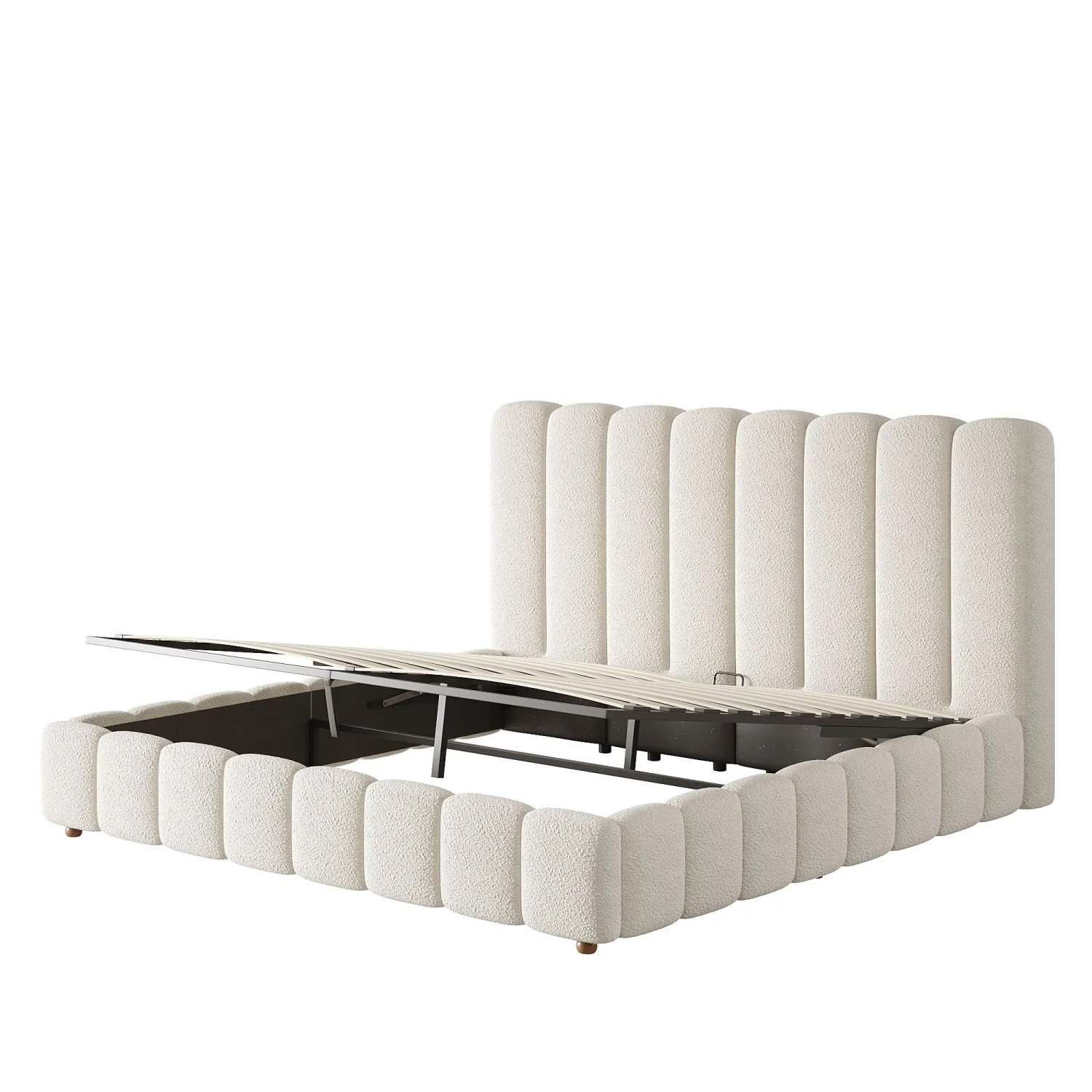 okwish Polsterbett 160x200cm mit Großem Stauraum Schlafzimmer Weiß ohne Matratze