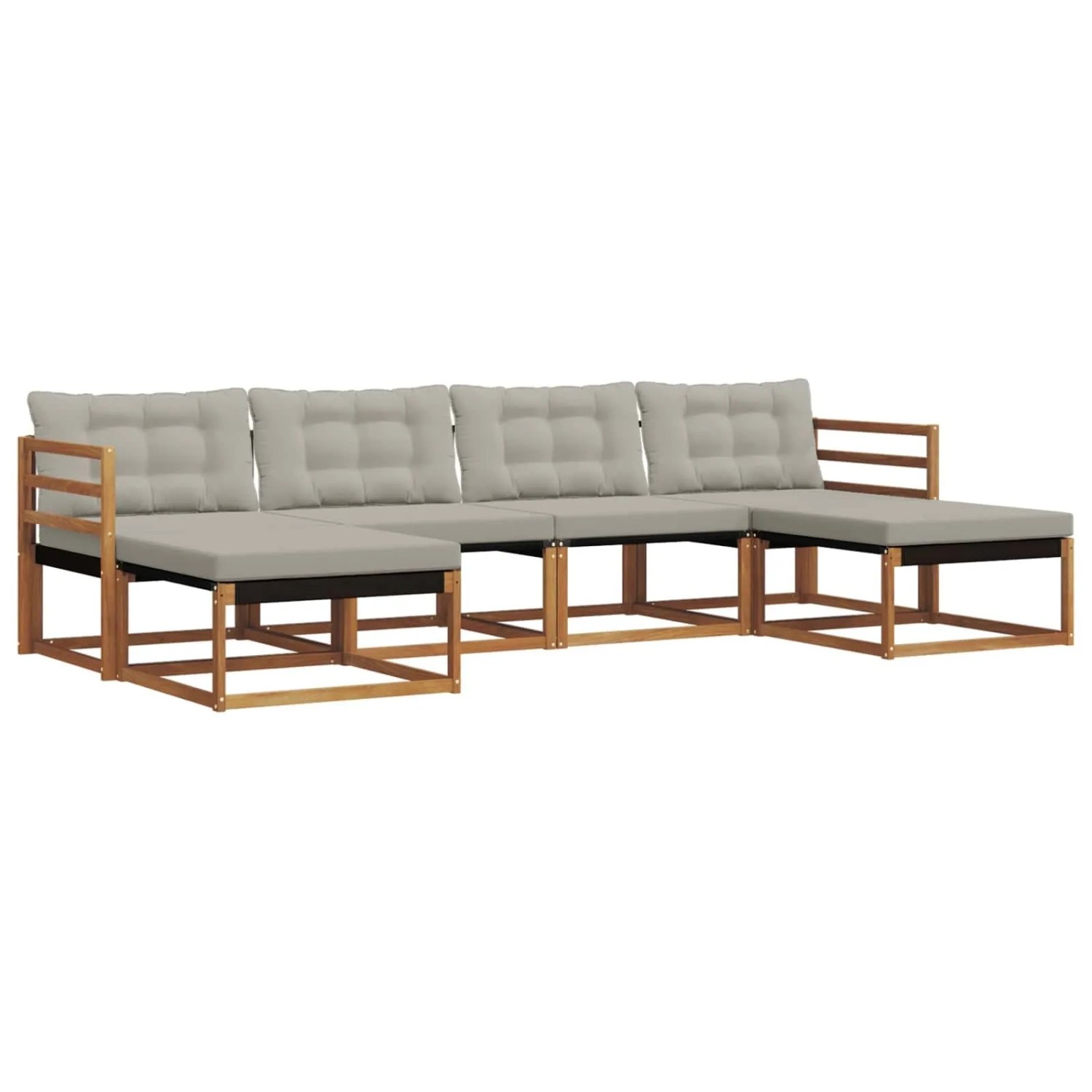 vidaXL Outdoor-Sofagarnitur mit Kissen 6-Tlg Natur und Hellgrau 3369710