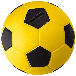 HMF 4790-17 Spardose Fußball Lederoptik 15 cm Durchmesser Schwarz Gelb