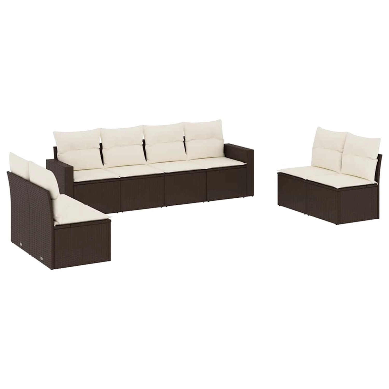 vidaXL 8-Tlg Garten-Sofagarnitur mit Kissen Braun Poly Rattan 3218843 günstig online kaufen