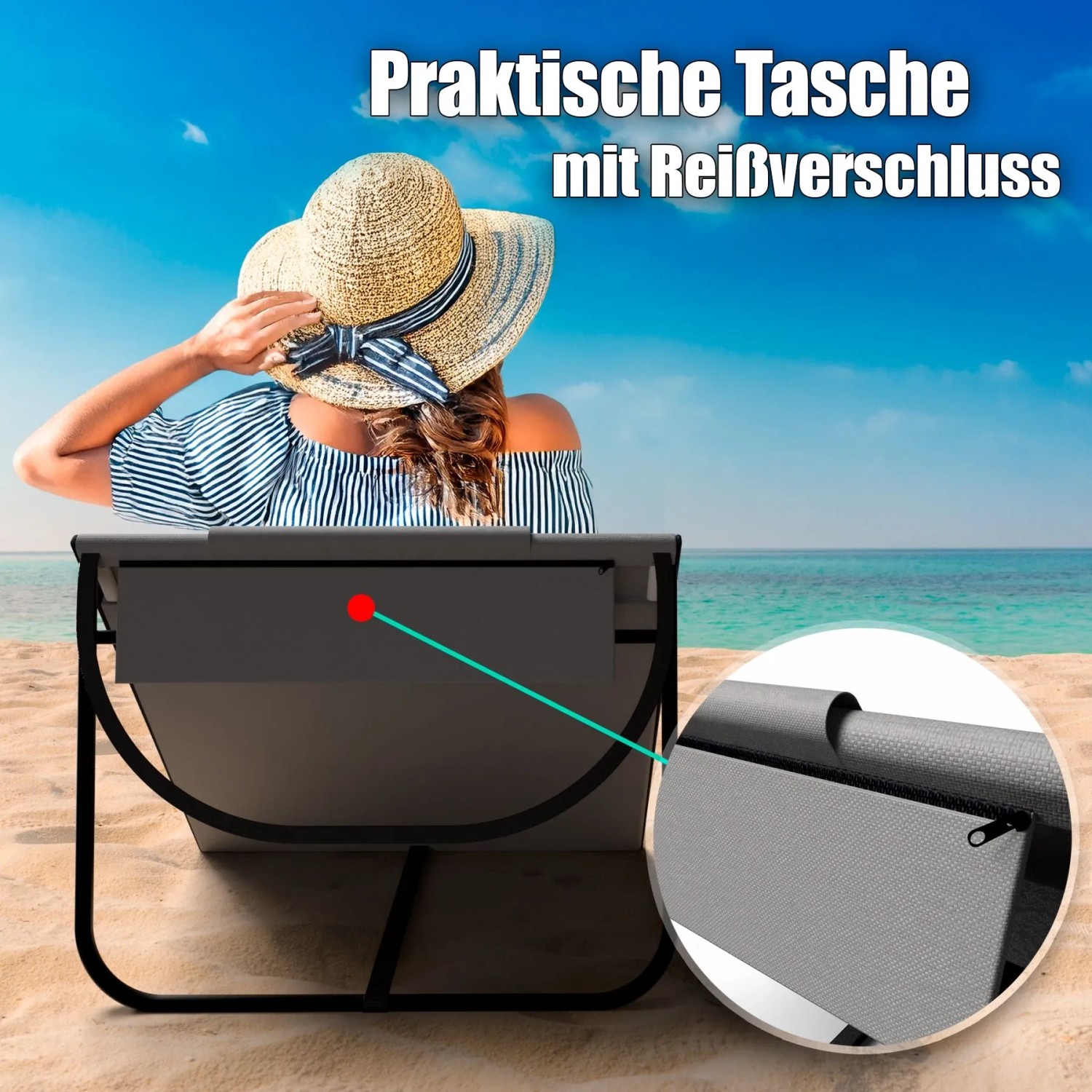 BigDean 2x Strandliege Strandstuhl Klappbar Leicht Nur 1 3 kg Strandmatte_4