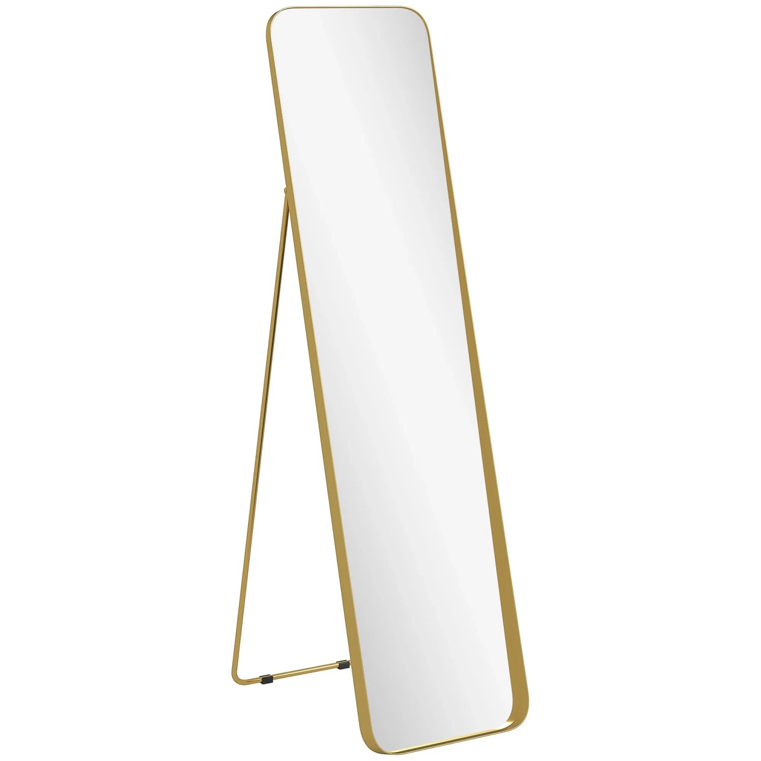HOMCOM Ganzkörperspiegel Metall Glas 40L x 6B x 160H cm Gold