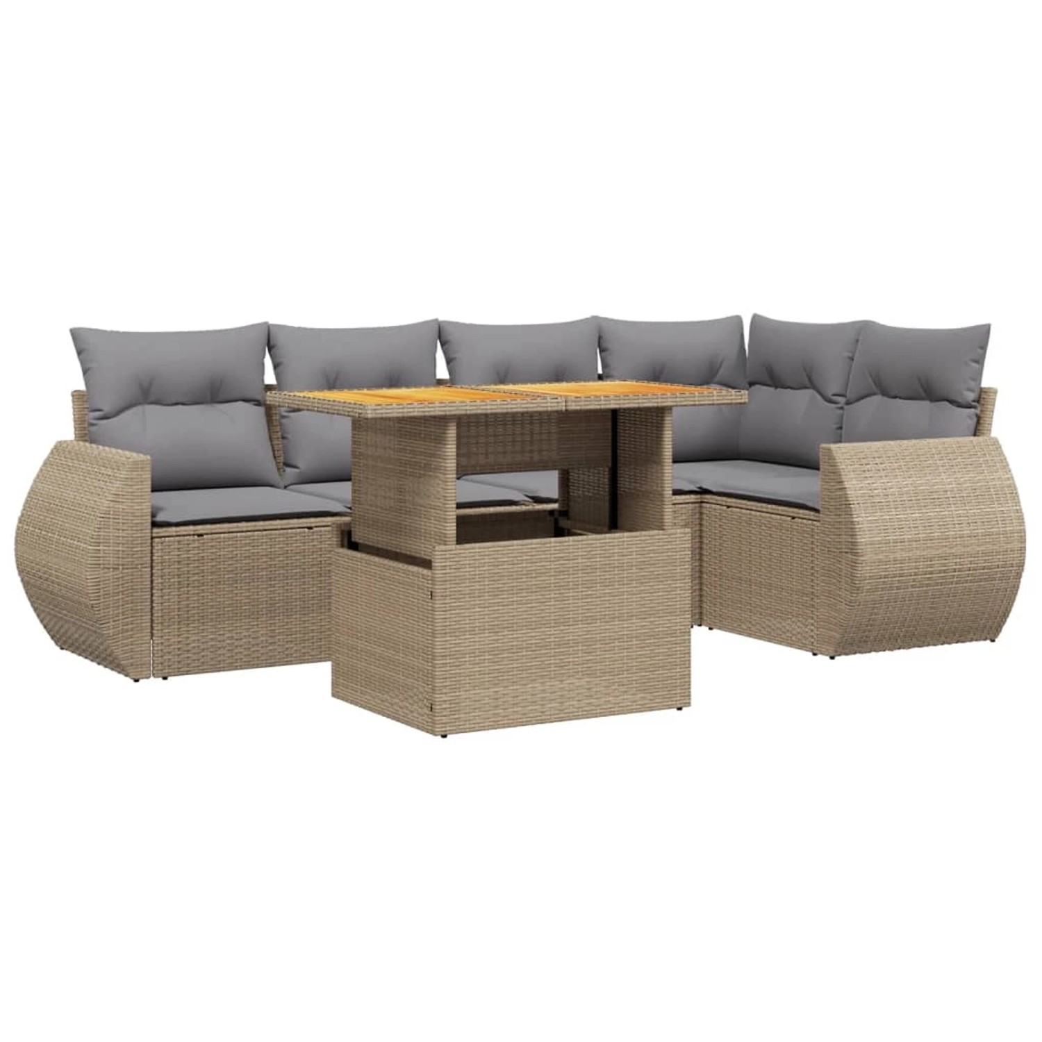 vidaXL 6-Tlg Garten-Sofagarnitur mit Kissen Beige Poly Rattan 3272186 günstig online kaufen
