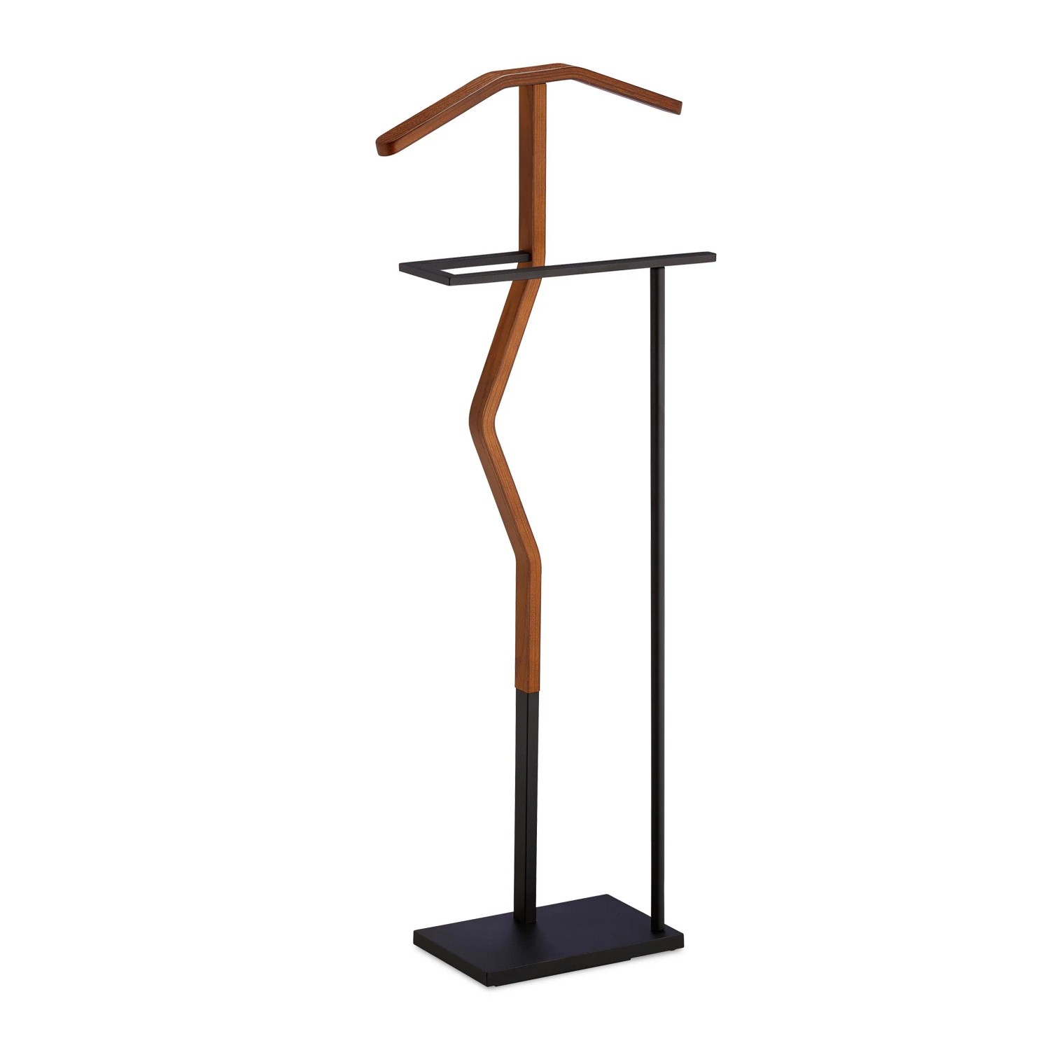 Relaxdays Herrendiener Stahl Holz Schwarz Braun Freistehend 106,5 cm x 45,5 cm x 20 cm 3,9 kg