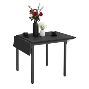 Relaxdays Esstisch MDF Eisen Holzoptik Schwarz Klappbar 76 cm x 120 cm x 78 cm