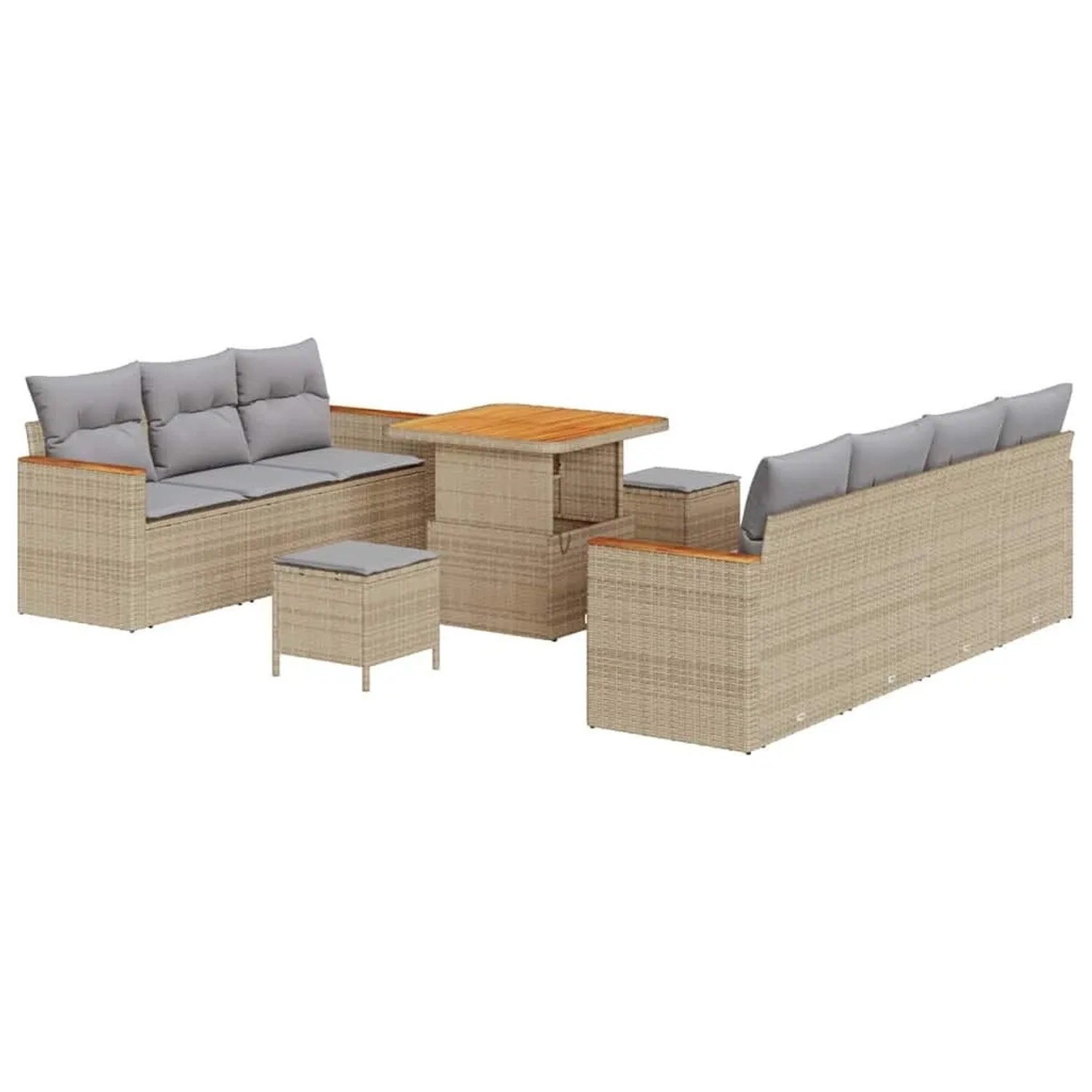 vidaXL Gartensofa-Set mit Kissen 14 Stk Beige und Hellgrau Poly-Rattan 3364 günstig online kaufen