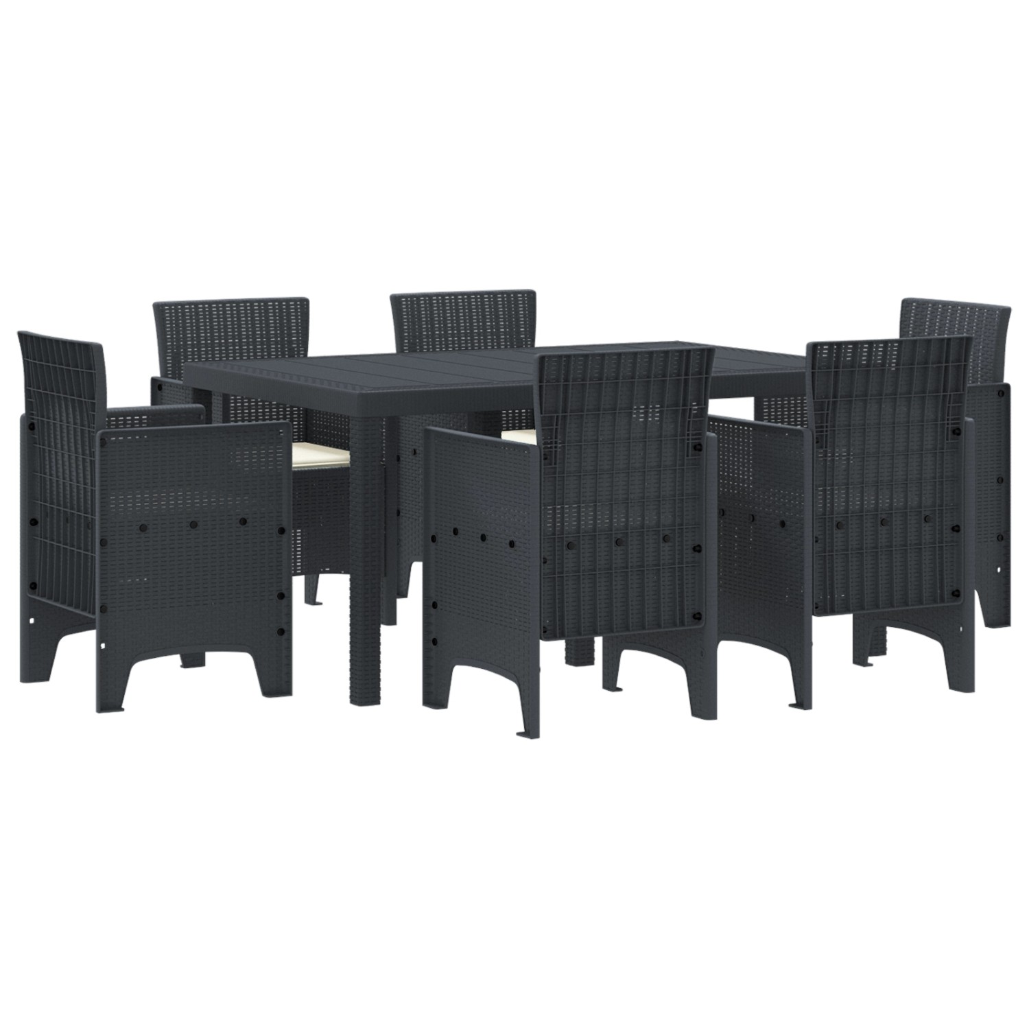 vidaXL 7-Teiliges Garten Esstisch Set mit Kissen Anthrazit Poly-Rattan 3378 günstig online kaufen