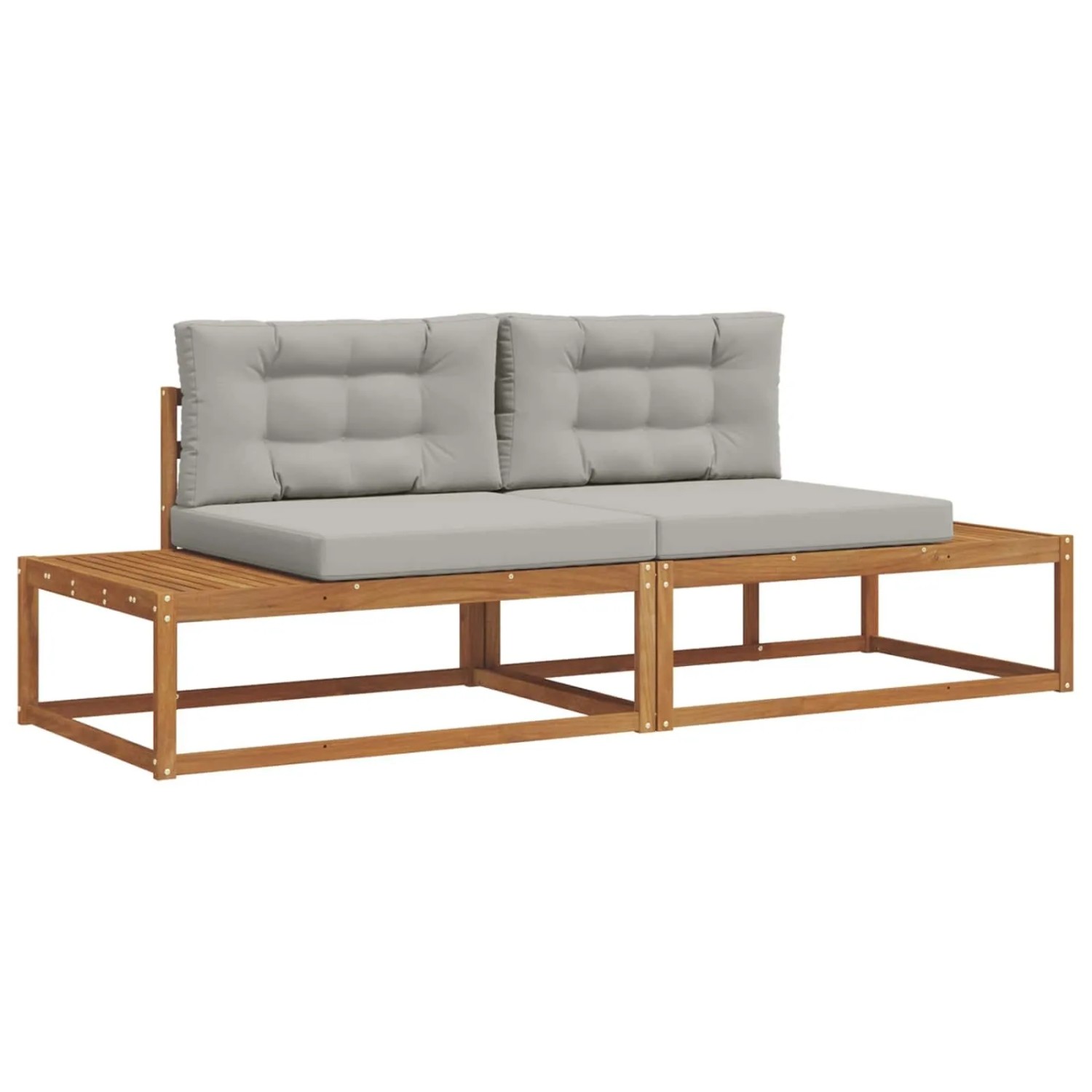 vidaXL Outdoor-Sofagarnitur mit Kissen 2 Stück Natur und Hellgrau 3368124