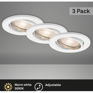 3er Set Briloner LED Einbaustrahler in Weiß, schwenkbar für Innenräume.
