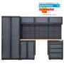 TRUTZHOLM Werkstattwand, 13-teilig, anthrazit. Modulares Werkstattschranksystem aus Stahl mit Arbeitsplatte.