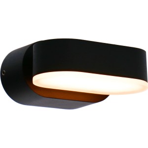 Ovale, drehbare LED Außenwandleuchte in Schwarz für flexible Beleuchtung.