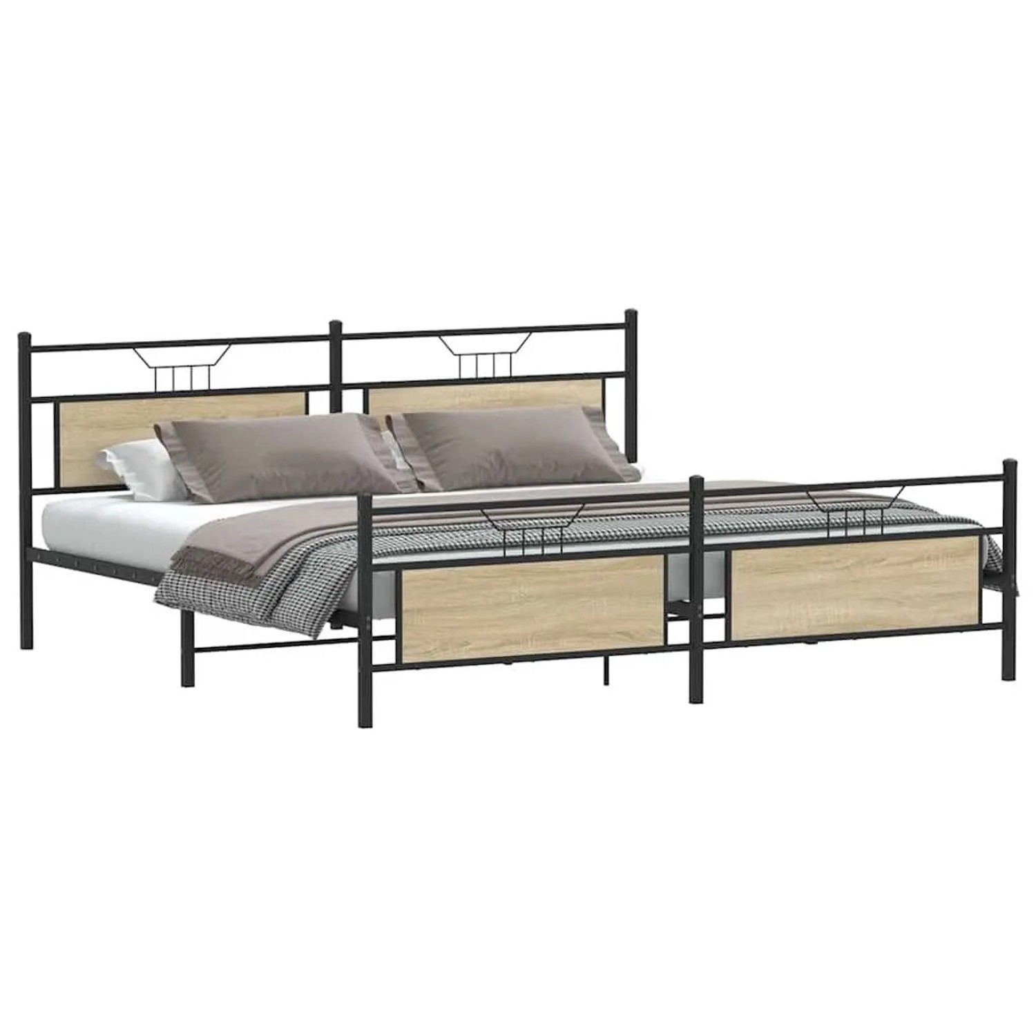 vidaXL Metallbett ohne Matratze Sonoma-Eiche 193x203 cm 3325100