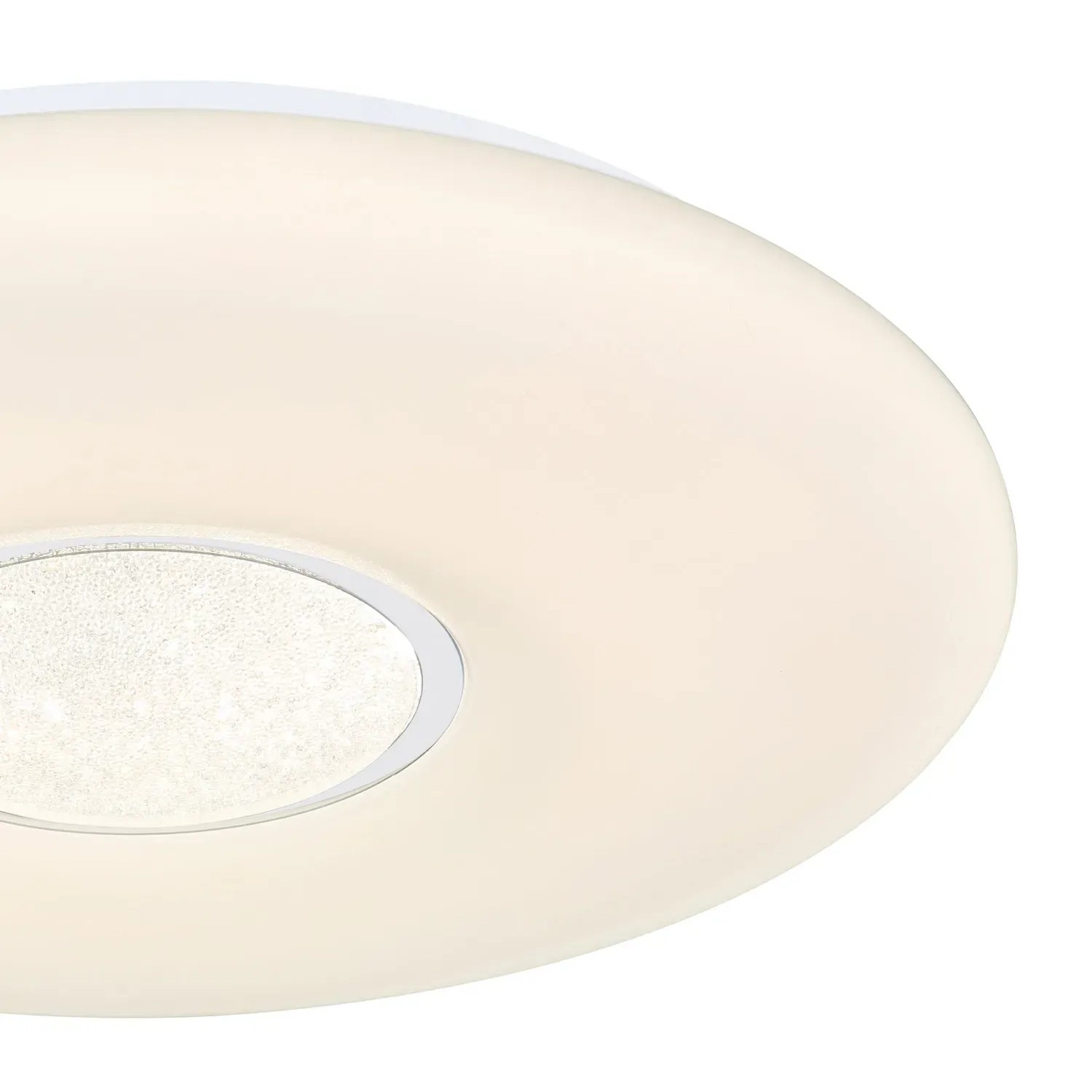 Weiße Globo LED-Deckenleuchte Sully, Ø 41cm, mit Farbwechsel und Glaskristallen.