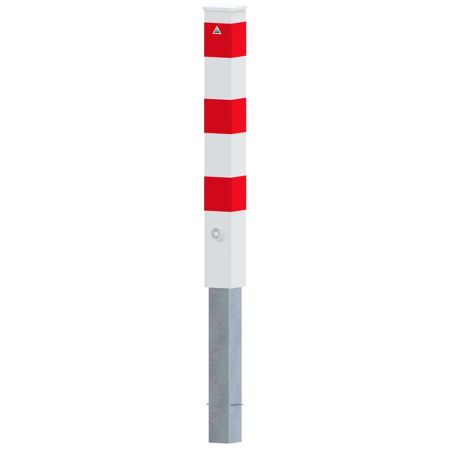 Schake Absperrpfosten Herausnehmbar Dreikant Ohne Öse 100 mm x 100 mm Weiß Rot