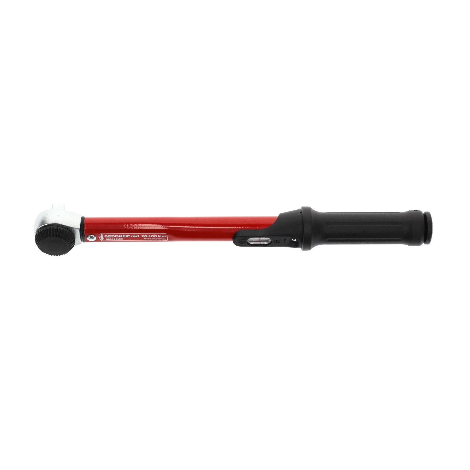 Gedore Drehmomentschlüssel R68900100, 20-100 Nm, mit rotem Griff und schwarzem Handgriff.
