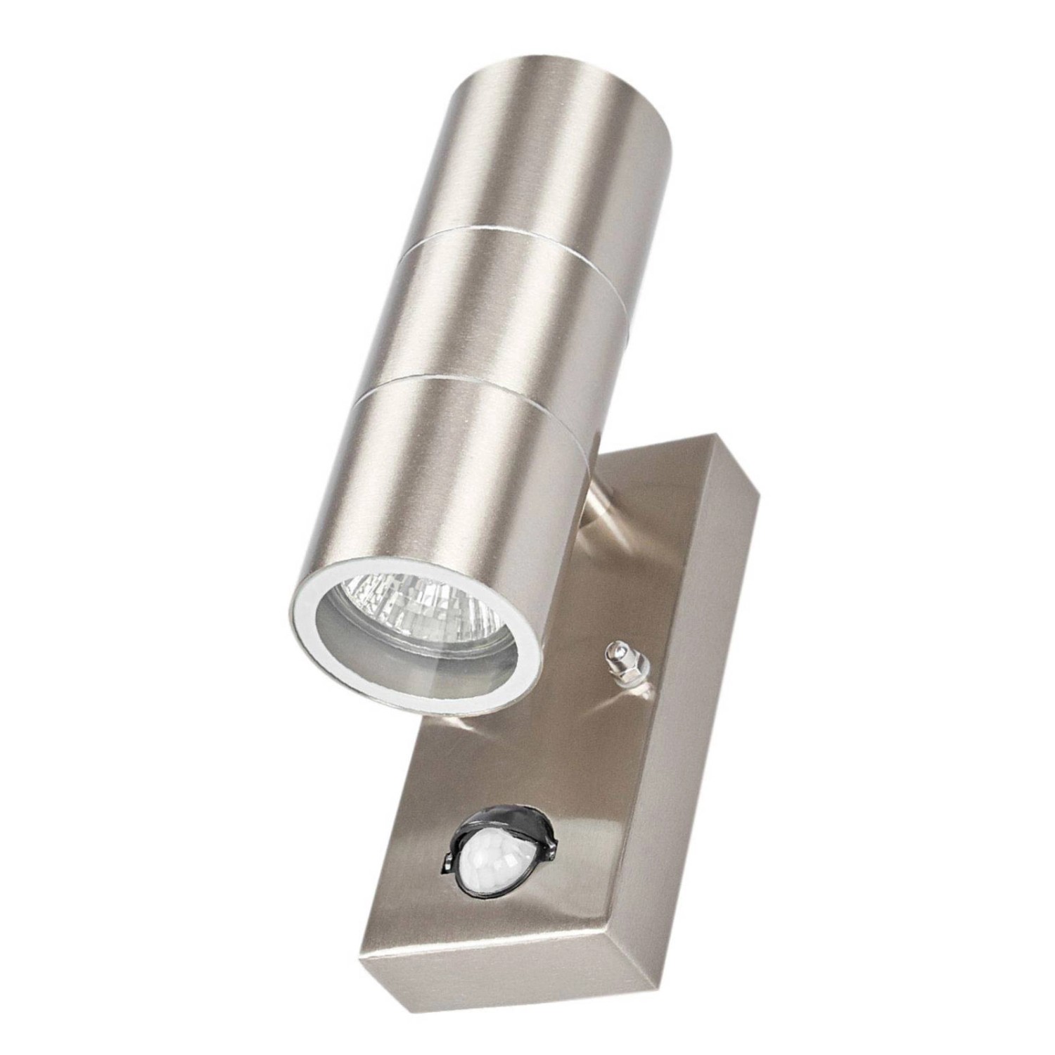 Lindby Wandleuchte Außen Eyrin 9647040 mit Bewegungsmelder Spritzwassergeschützt Modern in Alu aus Edelstahl 2-flammig G...