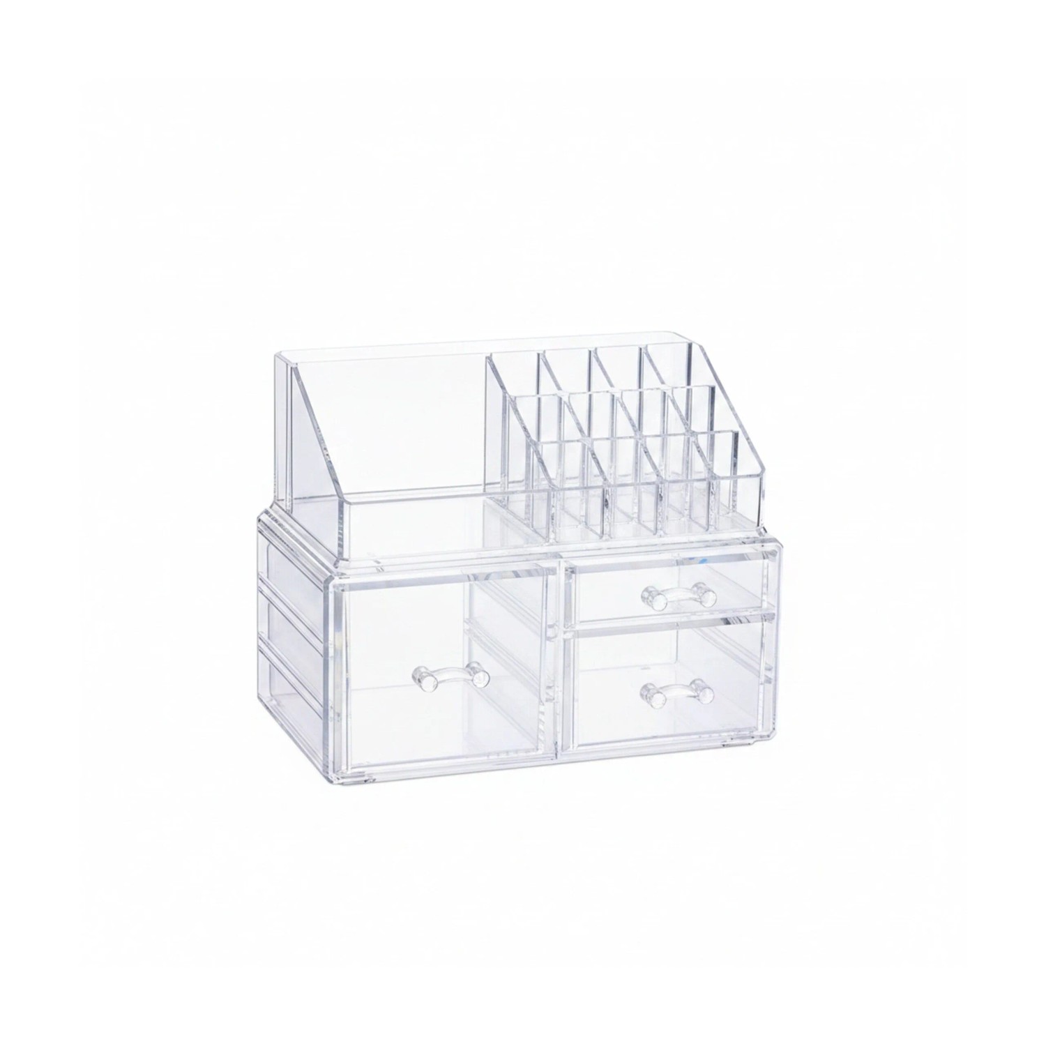 Relaxdays Make-Up Organizer Acryl Transparent mit 3 Schubladen Stapelbar 18,5 cm x 23,5 cm x 14 cm 1,2 kg