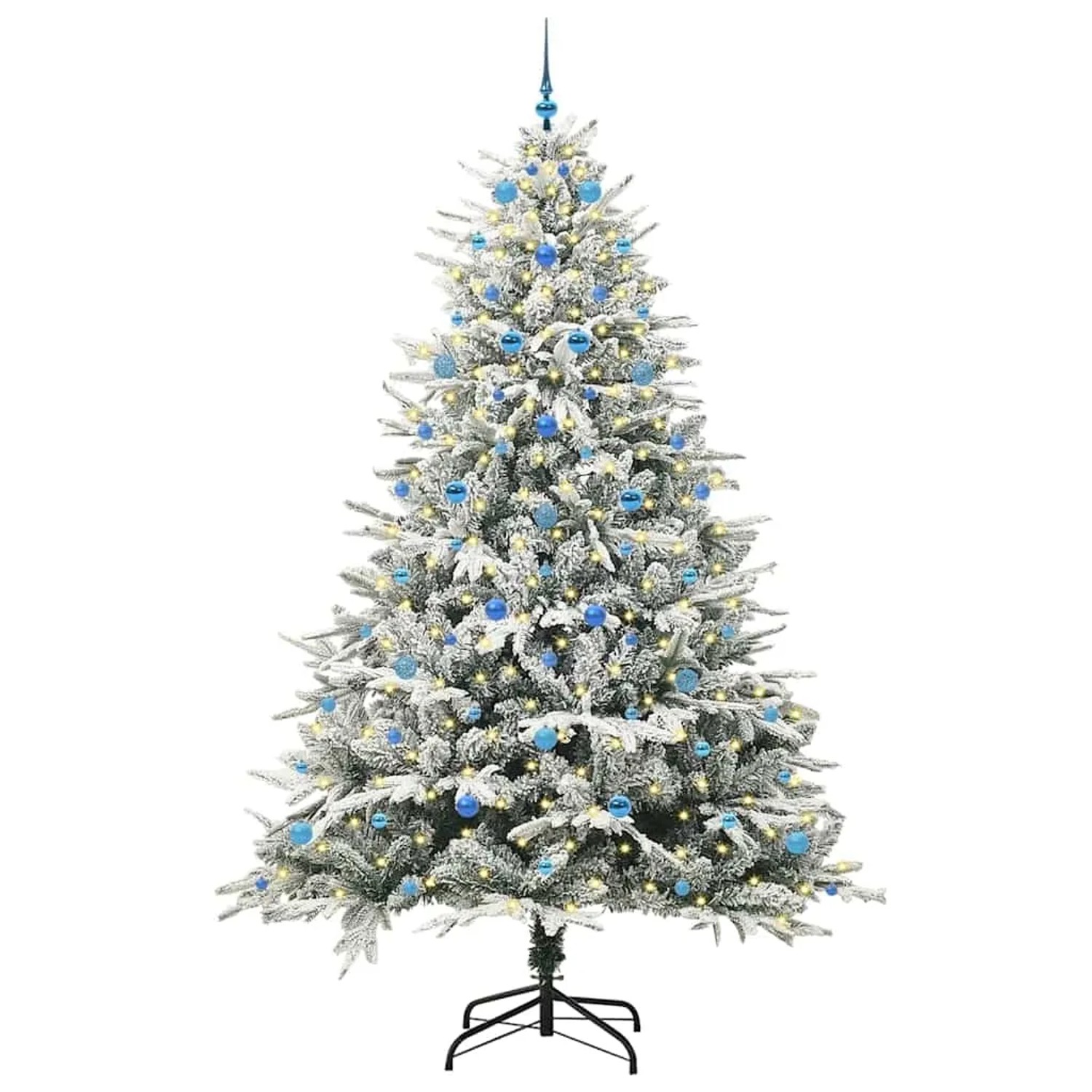 vidaXL Künstlicher Vorbeleuchteter Weihnachtsbaum mit Kugelset Grün 3395422