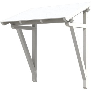 Weißes Skan Holz Haustürvordach Paderborn 2 aus Holz, 242x156 cm.