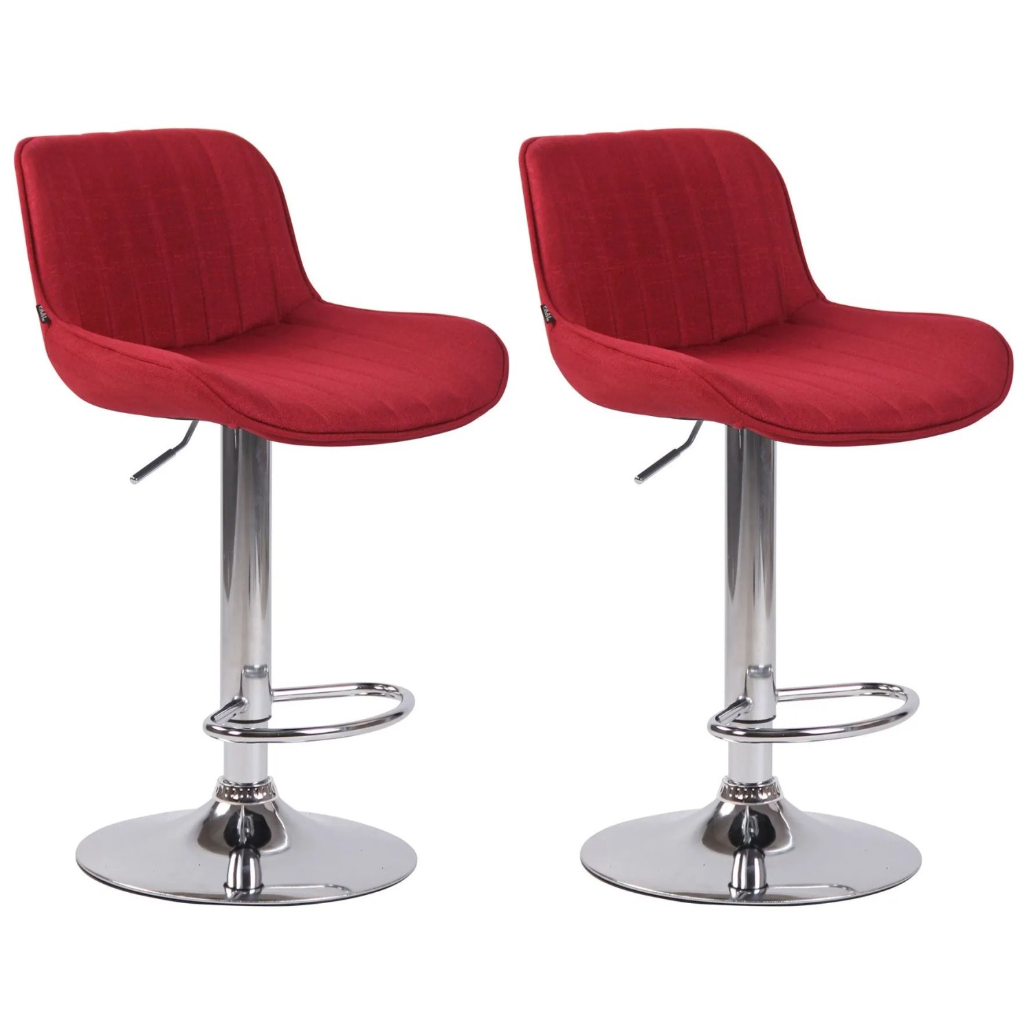 CLP 2er Set Barhocker Lentini Stoff Rot/Chrom