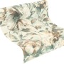 Rasch Vliestapete Florentine III mit Blumenmuster in Weiß, Braun und Grün auf einer Rolle.