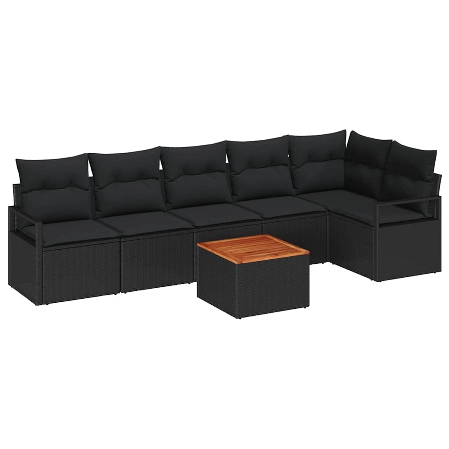 vidaXL Garten-Sofa-Set mit Kissen 7-Tlg Schwarz Poly Rattan 3347716 günstig online kaufen