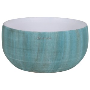 Grüne Keramik-Schale Faro, Ø 24 cm, für den Innenbereich. Pflanzschale mit trendiger Optik.