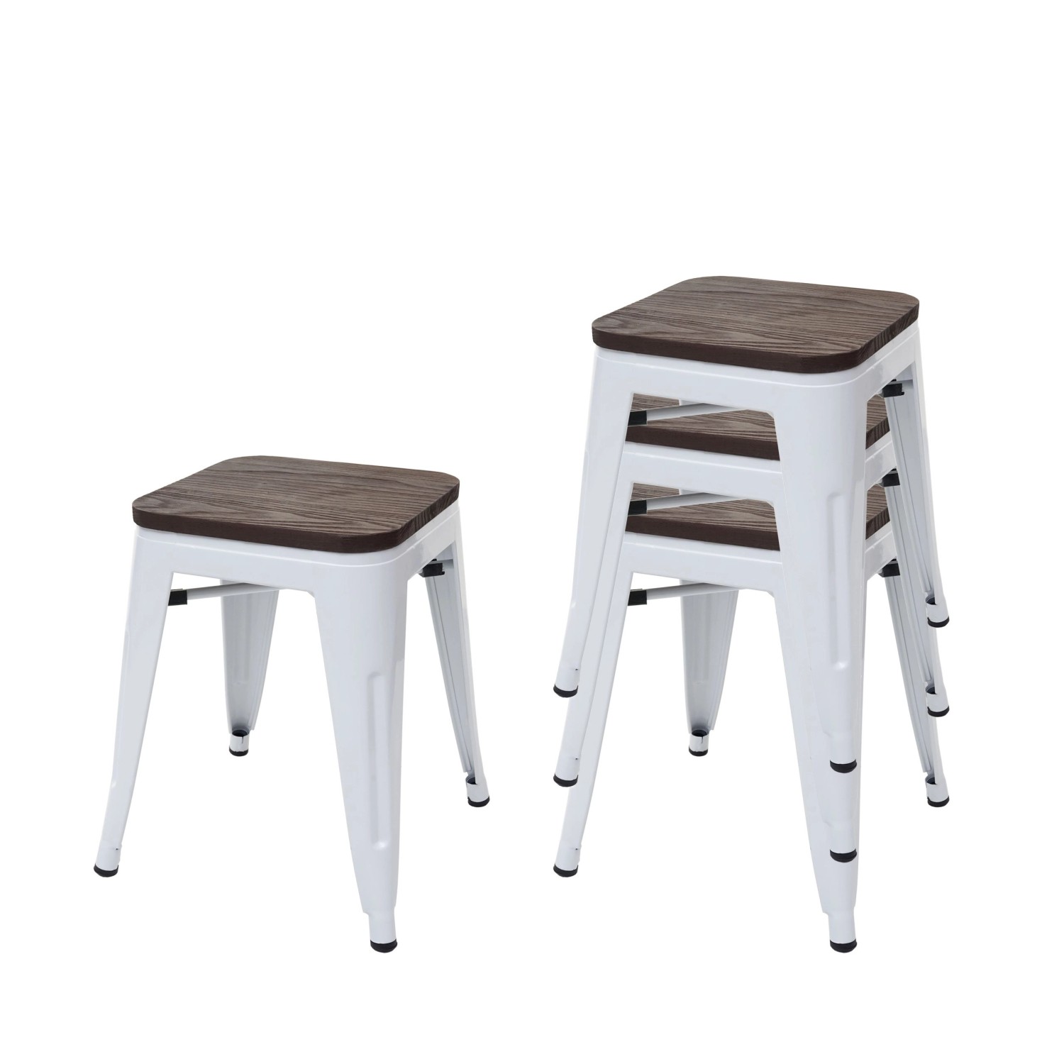 PROREGAL 4er-Set Hocker Inkl. Holz-Sitzfläche Metall Industriedesign Stapel günstig online kaufen