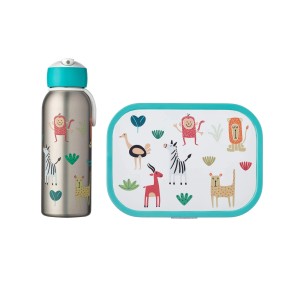 Mepal Campus Lunchset mit Thermoflasche und Brotdose, Animal Friends Design.