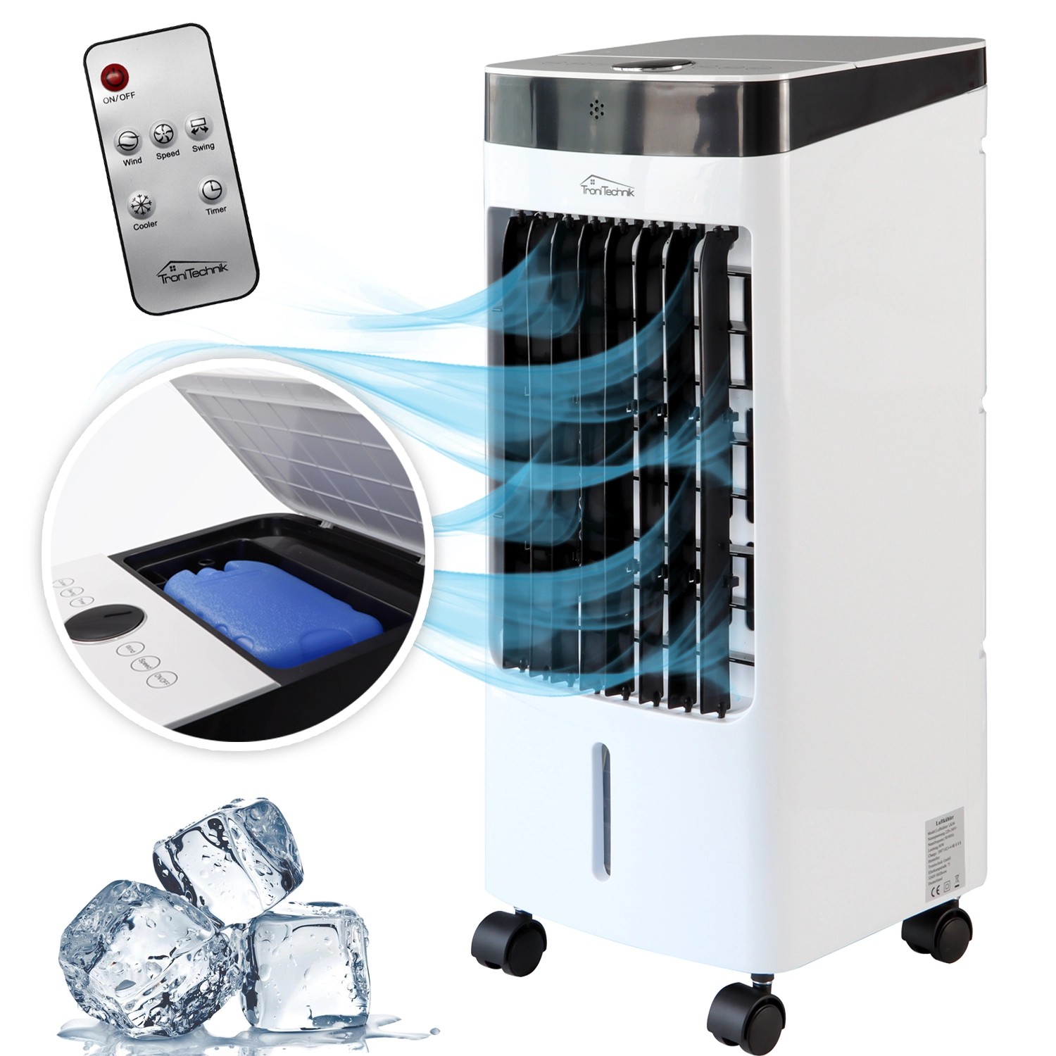 Tronitechnik Mobiles Klimageraet 3In1 Klimaanlage Luftkühler Lk04 Ventilator Inkl Fernbedienung Und Filter4In1 Kühler