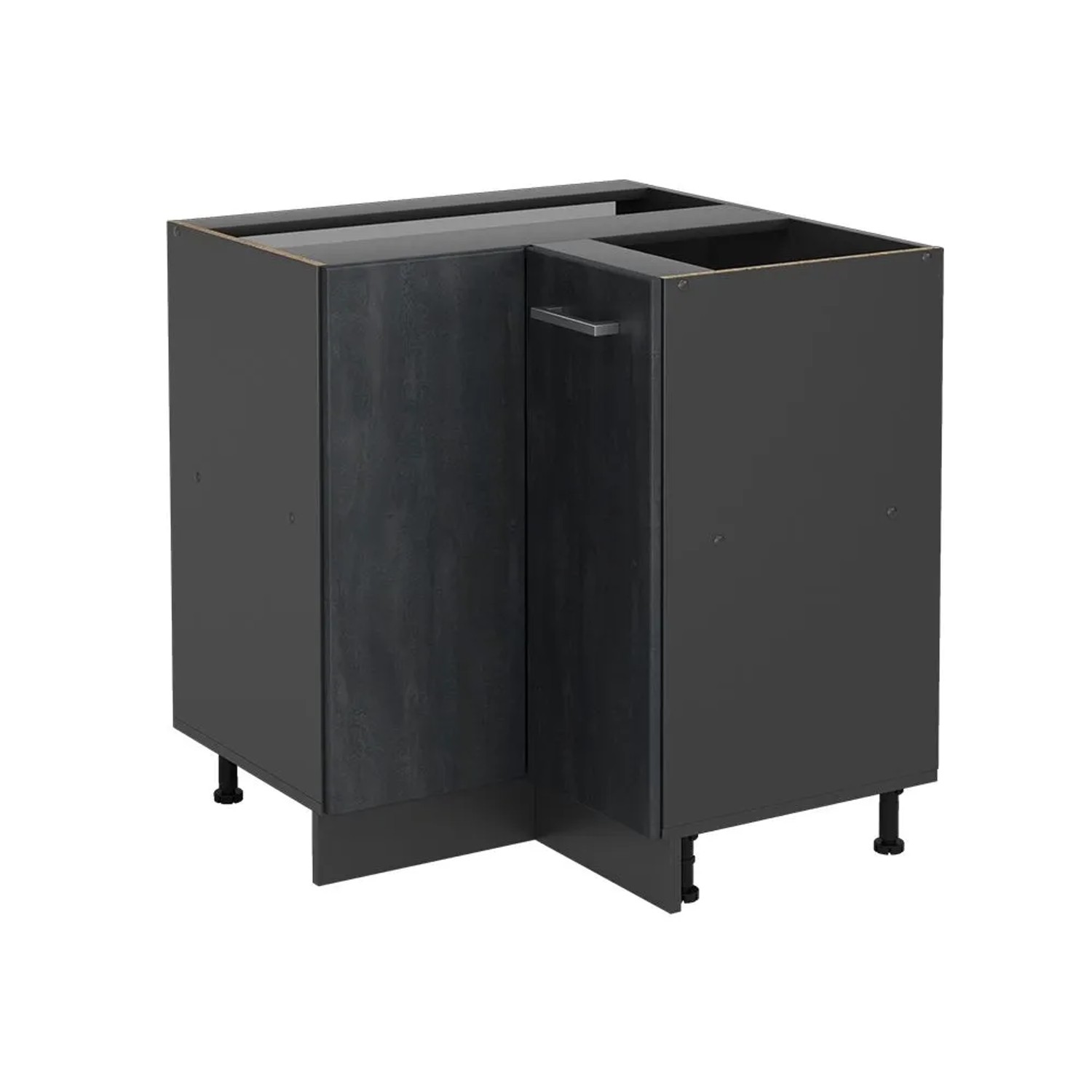 Vicco Eckunterschrank R-Line Schwarz Beton Anthrazit 76 cm ohne Arbeitsplatte