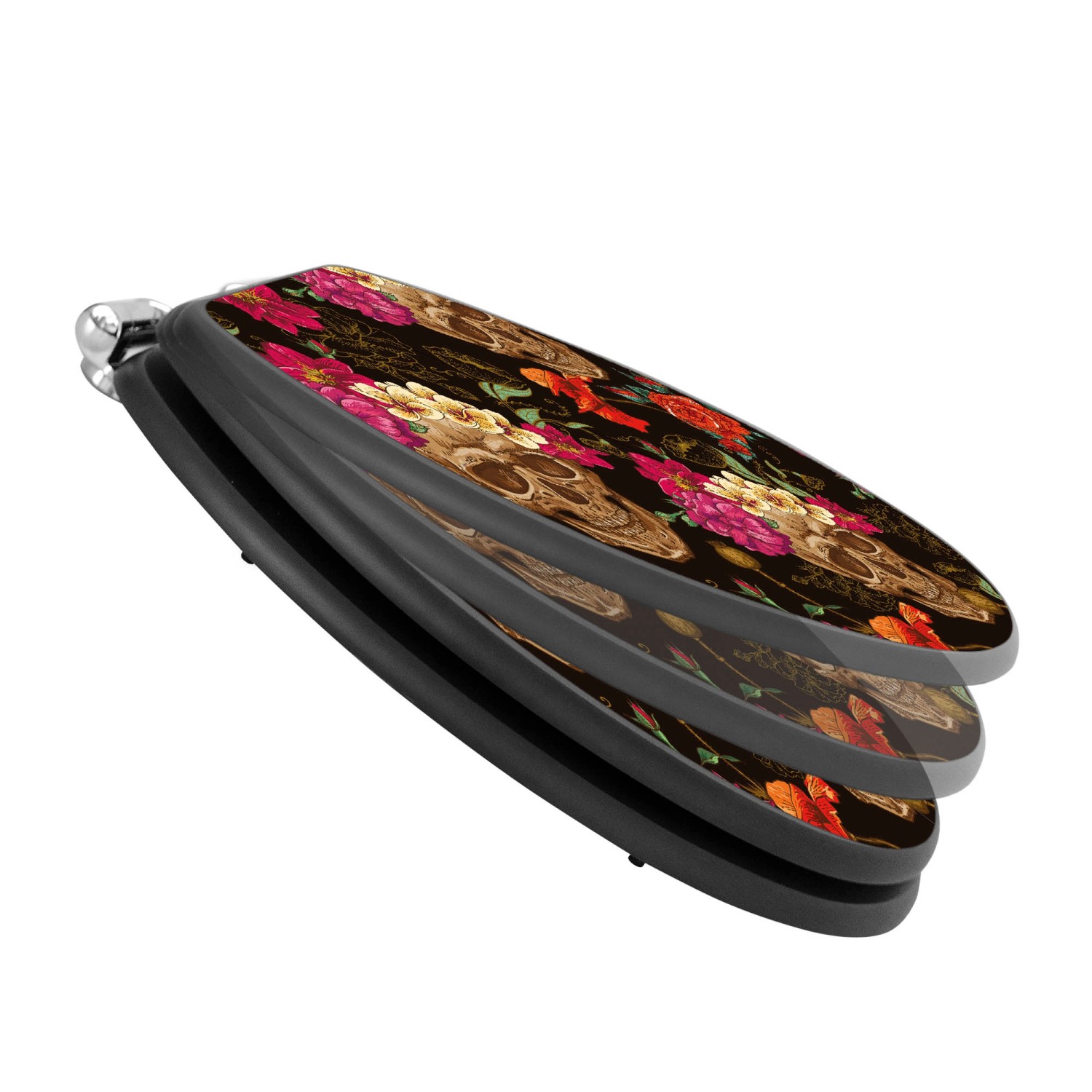 Banjado WC-Sitz Anthrazit mit Absenkautomatik, Motiv Los Dias De Muertos.