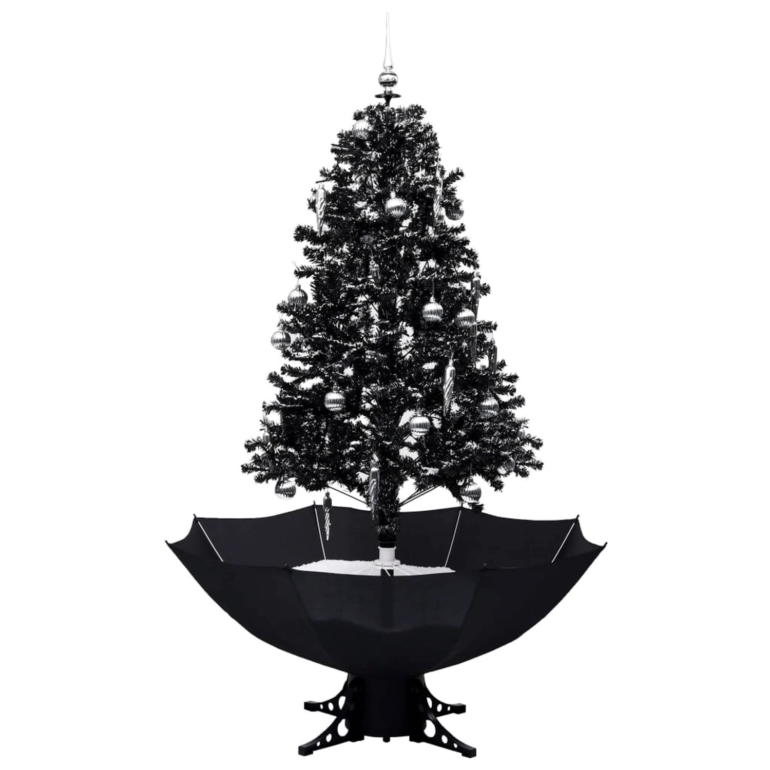 vidaXL Schneiender Weihnachtsbaum mit Schirmfuß Schwarz 170 cm PVC