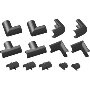 D-Line Kupplung Zubehör-Set, 13 schwarze Verbindungsstücke für 20x10 mm Kabelkanäle.