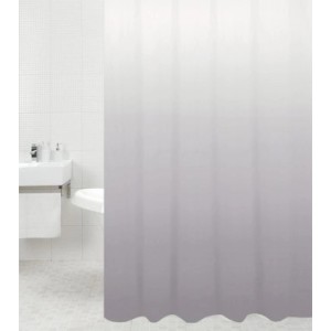 Sanilo Duschvorhang Magic Grau, 180x200 cm, mit Farbverlauf im Badezimmer.